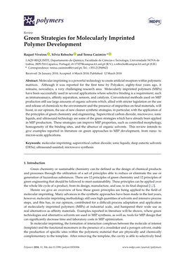 Green Strategies for Molecularly Imprinted Polymer Development