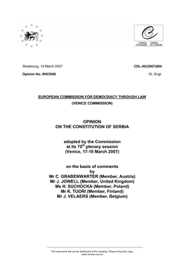 Opinion on the Constitution of Serbia