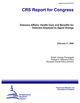 Health Care and Benefits for Veterans Exposed to Agent Orange