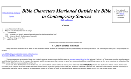 Bible Characters Mentioned Outside the Bible (See History.)