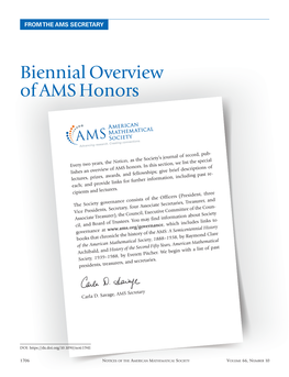 Biennial Overview of AMS Honors