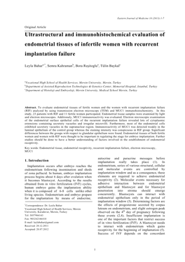 Ultrastructural and Immunohistochemical Evaluation of Endometrial Tissues of Infertile Women with Recurrent Implantation Failure