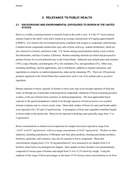 Toxicological Profile for Boron