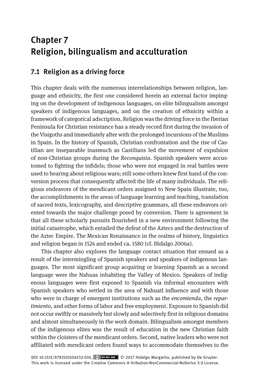 Chapter 7 Religion, Bilingualism and Acculturation