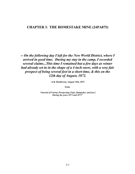 Chapter 3. the Homestake Mine (24Pa875)