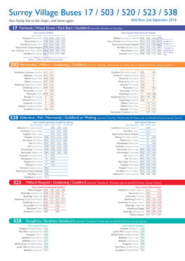 Surrey Village Buses 17 / 503 / 520 / 523 / 538 Your Handy Link to the Shops...And Home Again