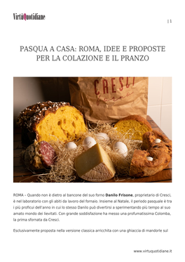 Pasqua a Casa: Roma, Idee E Proposte Per La Colazione E Il Pranzo