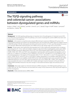 The Tgfβ-Signaling Pathway and Colorectal Cancer