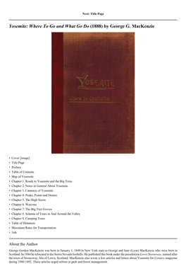 Yosemite: Where to Go and What Go Do (1888) by George G. Mackenzie