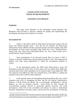 Administration's Paper on Sustainable Lantau Blueprint