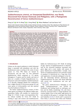 Sulzbacheromyces Sinensis, an Unexpected Basidiolichen, Was