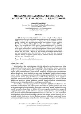 Menakar Kekuatan Dan Keunggulan Industri Televisi Lokal Di Era Otonomi