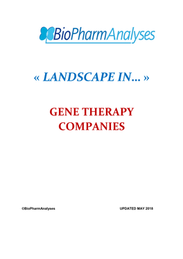 Landscape In… » Gene Therapy Companies