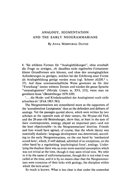 Analogy, Segmentation and the Early Neogrammarians