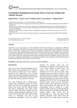 Foraminifera Population from South Africa Coast Line (Indian and Atlantic Oceans)