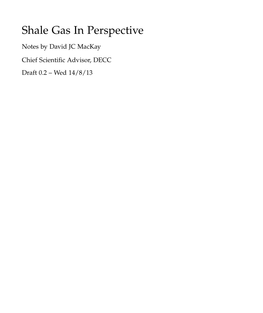 Shale Gas in Perspective