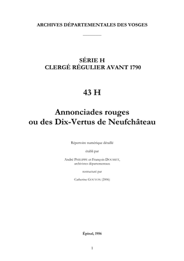 43 H Annonciades Rouges Ou Des Dix-Vertus De Neufchâteau