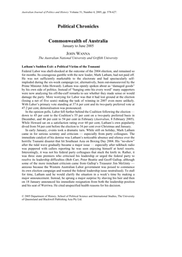 Political Chronicles Commonwealth of Australia