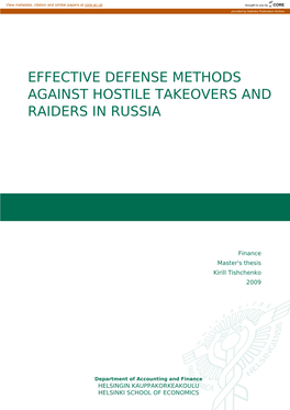 Effective Defense Methods Against Hostile Takeovers and Raiders in Russia