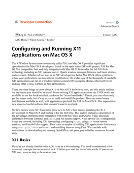 X11 Basics (For Those New to X11), Then Discuss Installing the X11 Environment on Mac OS X and Starting It for the First Time