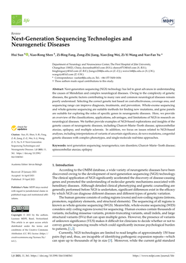 Next-Generation Sequencing Technologies and Neurogenetic Diseases