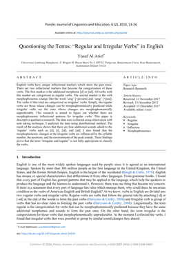 Questioning the Terms: “Regular and Irregular Verbs” in English