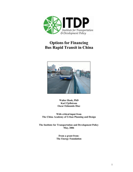 Options for Financing Bus Rapid Transit in China