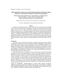 Phylogenetic Study of Living Fossil Psilotum Nudum L