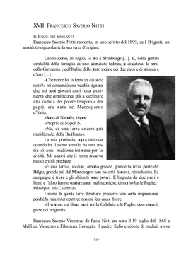 Francesco Saverio Nitti Racconta, in Uno Scritto Del 1899, Su I Briganti, Un Aneddoto Riguardante La Sua Terra D’Origine