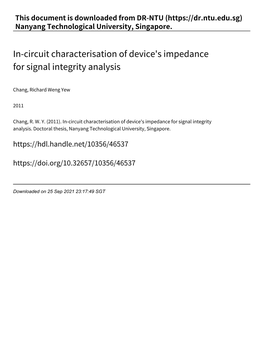 In‑Circuit Characterisation of Device's Impedance for Signal Integrity Analysis