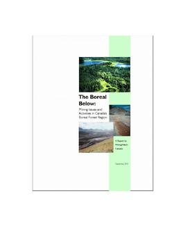 The Boreal Below: Mining Issues and Activities in Canada’S Boreal Forest Region