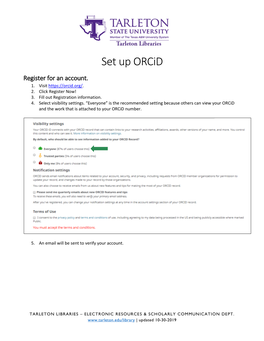 Instructions for Setting up Orcid