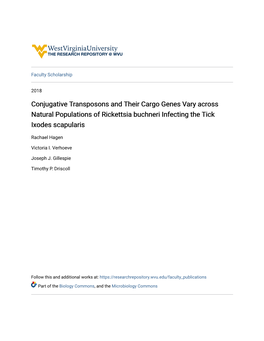 Conjugative Transposons and Their Cargo Genes Vary Across Natural Populations of Rickettsia Buchneri Infecting the Tick Ixodes Scapularis