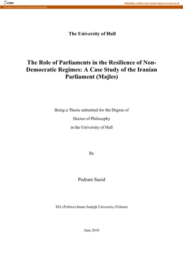 Democratic Regimes: a Case Study of the Iranian Parliament (Majles)