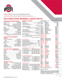 2014 Ohio State Baseball Quick Facts