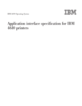 Application Interface Specification for IBM 4610 Printers