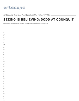 Seeing Is Believing: Dodd at Ogunquit