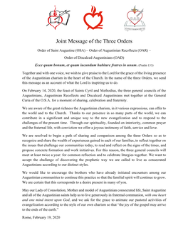 Joint Message of the Three Orders