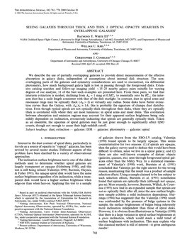 Seeing Galaxies Through Thick and Thin. I. Optical Opacity Measures in Overlapping Galaxies1 Raymond E