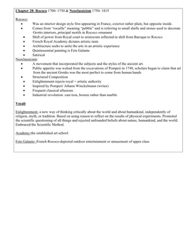 Chapter 28: Rococo 1700- 1750 & Neoclassicism 1750