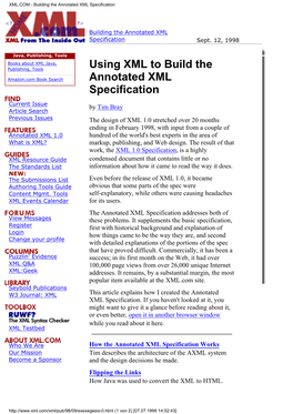 Using XML to Build the Annotated XML Specification