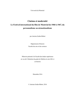 Le Festival International Du Film De Montréal De 1960 À 1967, Du Personnalisme Au Néonationalisme