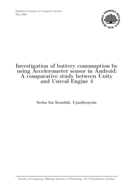 Investigation of Battery Consumption by Using Accelerometer Sensor in Android: a Comparative Study Between Unity and Unreal Engine 4