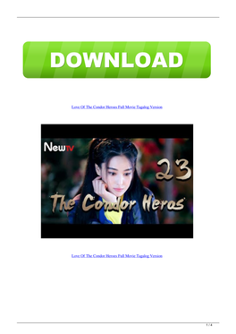 Love of the Condor Heroes Full Movie Tagalog Version