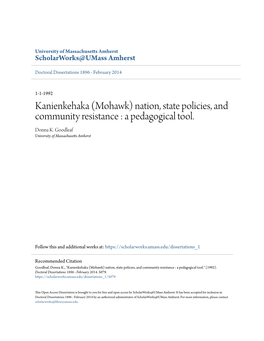 Kanienkehaka (Mohawk) Nation, State Policies, and Community Resistance : a Pedagogical Tool