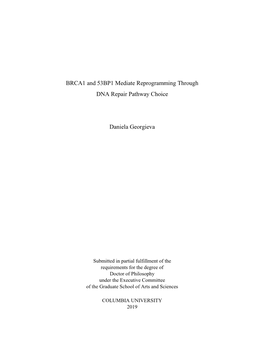 BRCA1 and 53BP1 Mediate Reprogramming Through DNA Repair Pathway Choice