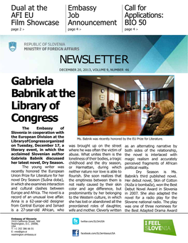 NEWSLETTER Gabriela Babnik at the Library of Congress