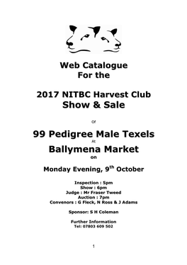 Show & Sale 99 Pedigree Male Texels Ballymena Market