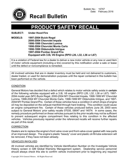 Recall Bulletin