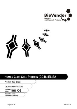 Human Club Cell Protein (Cc16)Elisa